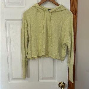 Yellow Cropped Long Sleeve Relaxed Hoodie
